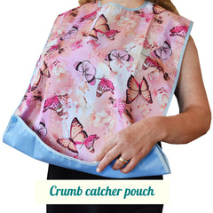 12 Pack Adult Bibs with Crumb Catcher - Waterproof and Reusable Clothing Protectors