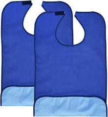 2 Pack Adult Bibs - Reusable and Washable Cotton Terry Cloth Aprons for Elderly, Seniors and Disabled