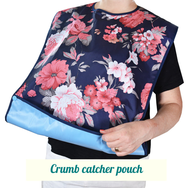 Adult Bib for Eating with Crumb Catcher